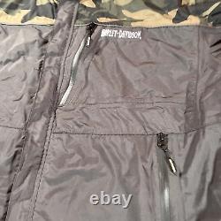 Harley Davidson Waterproof Jacket Mens 3XL Black Camo Bar Full Zip Shield Biker