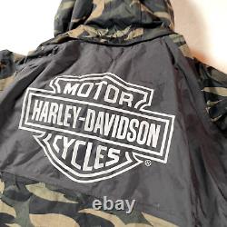 Harley Davidson Waterproof Jacket Mens 3XL Black Camo Bar Full Zip Shield Biker