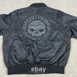 Harley Davidson Willie G Bomber Jacket Mens XL Motorcycle Skull Bar Shield Nylon