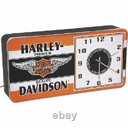 Harley-Davidson Winged Bar & Shield LED Ad Clock, Model HDL-16641