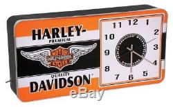 Harley-Davidson Winged Bar & Shield LED Vintage Ad Metal Clock HDL-16641