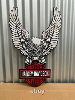 Harley Davidson Wings & Shield Embossed Tin Sign Bar Man Cave Hot Rod