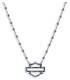 Harley-davidson Women's 16 In. Bar & Shield Logo Beaded Chain Necklace, Silver