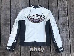 Harley-Davidson Women's Amelia Bar & Shield White Leather Jacket 98072-14 Small