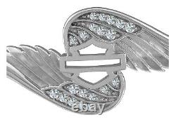 Harley-Davidson Women's Bar & Shield Bling Wing Leather Cord Bracelet Silver