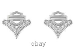 Harley-Davidson Women's Bar & Shield Chevron White Bling Post Earrings HDE0556