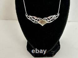 Harley Davidson Women's Bar & Shield Wing Pendant Necklace Silver Gold