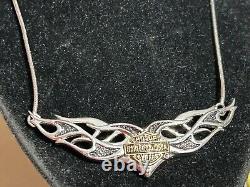 Harley Davidson Women's Bar & Shield Wing Pendant Necklace Silver Gold