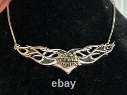 Harley Davidson Women's Bar & Shield Wing Pendant Necklace Silver Gold