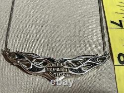 Harley Davidson Women's Bar & Shield Wing Pendant Necklace Silver Gold