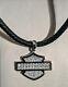 Harley Davidson Women's Bling Bar&shield Necklace On Braided Leather #99412-12vw