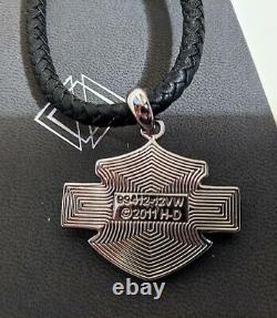 Harley Davidson Women's Bling Bar&Shield Necklace on Braided Leather #99412-12VW