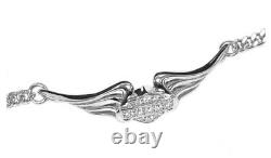 Harley Davidson Women's Bling Bar & Shield Pierced Wings Chain Bracelet HDB0364