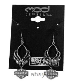Harley-Davidson Women's Bling Bar & Shield Pierced Wings Earrings HDE0413