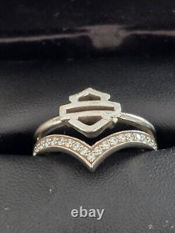 Harley Davidson Women's Chevron Bling Bar & Shield Ring Sterling Silver Size 7