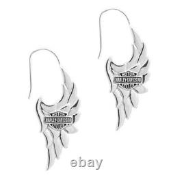 Harley Davidson Women's Classic Wing Bar & Shield Drop Dangle Earrings HDE0459