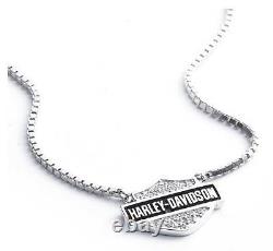 Harley-Davidson Women's Crystal Pave Bar & Shield Necklace & Earring Set, Silver
