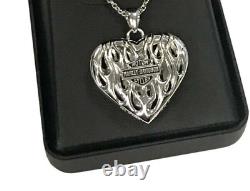 Harley-Davidson Women's Flames Bar & Shield Heart Necklace, Silver HDN0355