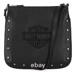 Harley-Davidson Women's Flat Studded Bar & Shield Crossbody Bag Black