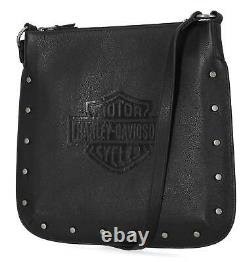 Harley-Davidson Women's Flat Studded Bar & Shield Crossbody Bag Black