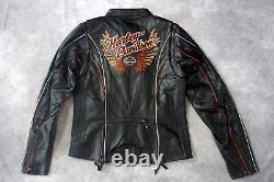 Harley Davidson Women's Juneau Bar&Shield Black Leather Wing Jacket S 98019-12VW