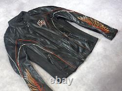 Harley Davidson Women's Juneau Bar&Shield Black Leather Wing Jacket S 98019-12VW