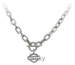 Harley-Davidson Women's Large Chain Link Toggle Bar & Shield Necklace Steel
