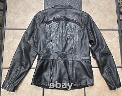 Harley Davidson Women's Leather Jacket/Wings/Bar & Shield/Valkyrie/Rhinestones/