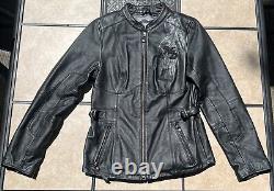 Harley Davidson Women's Leather Jacket/Wings/Bar & Shield/Valkyrie/Rhinestones/