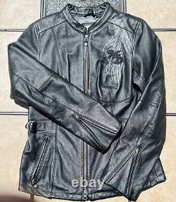 Harley Davidson Women's Leather Jacket/Wings/Bar & Shield/Valkyrie/Rhinestones/