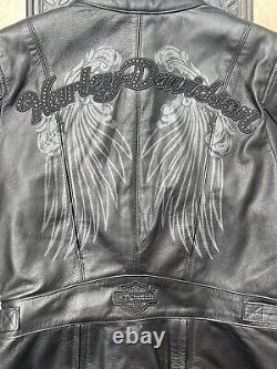 Harley Davidson Women's Leather Jacket/Wings/Bar & Shield/Valkyrie/Rhinestones/