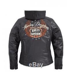 Harley Davidson Women's MOXIE Bar&Shield Leather Jacket 3 in 1 Hood 98003-11VW S