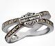 Harley Davidson Women's Marcasite Crisscross Bar & Shield Ring Silver Hdr0385