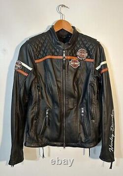 Harley Davidson Women's Miss Enthusiast Bar & Shield Leather Jacket M 98134-17VW