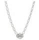 Harley Davidson Women's Paperclip Chain Bar & Shield Necklace Silver 34n00028