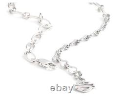 Harley Davidson Women's Paperclip Chain Bar & Shield Necklace Silver 34N00028