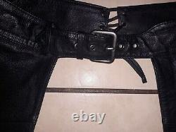 Harley Davidson Women's Size Large Bar And Shield Black Leather Chaps