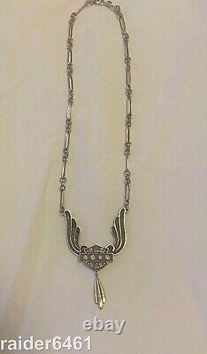 Harley Davidson Women's Sterling Silver 925 MOD Lg Crystal Bar & Shield Necklace