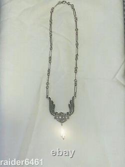 Harley Davidson Women's Sterling Silver 925 MOD Lg Crystal Bar & Shield Necklace