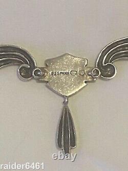 Harley Davidson Women's Sterling Silver 925 MOD Lg Crystal Bar & Shield Necklace