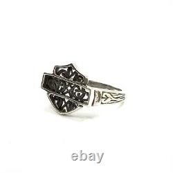 Harley Davidson Women's Sterling Silver Lacy Bar and Shield Logo Ring
