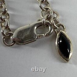 Harley-Davidson Women's Wing Bar & Shield Black Stone Necklace Sterling Silver