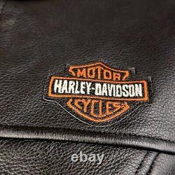 Harley-Davidson Women's XS Black Leather Riding Jacket Bar & Shield & Embroidery