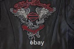 Harley Davidson Womens AMELIA Bar&Shield Wings Black Leather Jacket M 97189-14VW