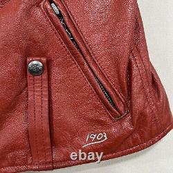 Harley-Davidson Womens Asymmetrical Red Leather Bar & Shield Zip Vest Size S