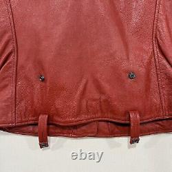 Harley-Davidson Womens Asymmetrical Red Leather Bar & Shield Zip Vest Size S