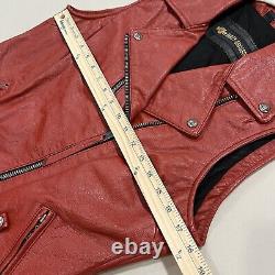 Harley-Davidson Womens Asymmetrical Red Leather Bar & Shield Zip Vest Size S