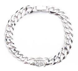 Harley-Davidson Womens Bar & Shield Pave Curb Chain Flex Bracelet, Silver