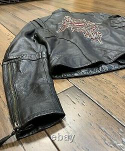 Harley Davidson Womens Black Leather Jacket Size XLarge Tribal Bar & Shield