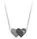 Harley-davidson Womens Black & Silver Bar & Shield Double Heart Necklace Hdn0460
